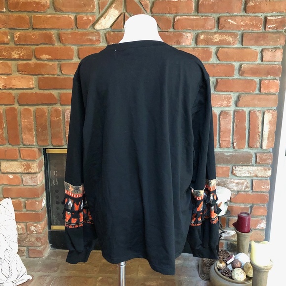 Black Aztec Fringe Stretch 3XL Sweatshirt Top - Picture 10 of 13